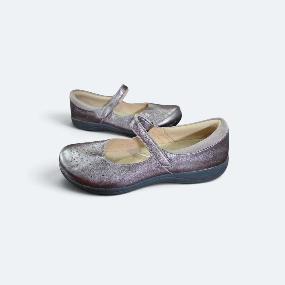 Dansko Stacy Pewter Metallic Leather Mary Jane Flats Women's Size 42 US 11.5